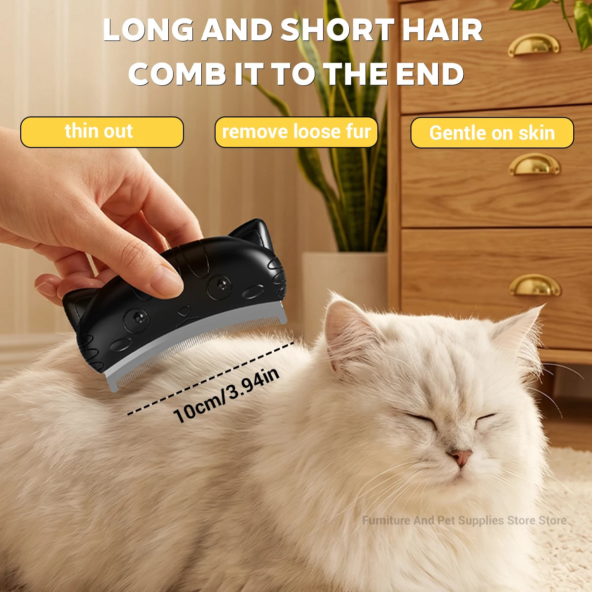 Pet Grooming Brush Stainless Steel Detangling Hair Removal Comb for Short & Long Coat - Blue