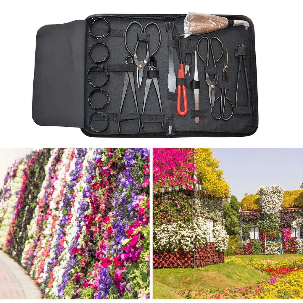 Bonsai Pruning Tool Set Heavy Duty 16 Piece Stainless Steel Gardening Shears Kit with Storage Case