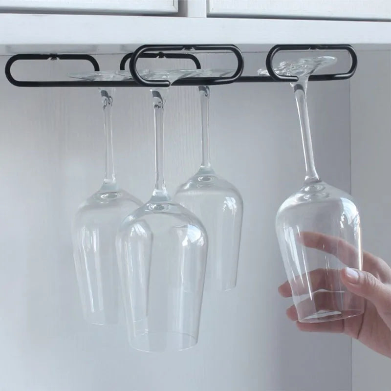 Stainless Steel Hanging Wine Glass Holder Under Cabinet Rack – Silver