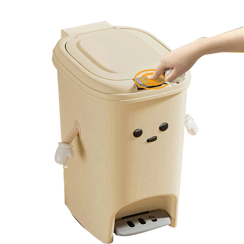 Pedal Bin 15L Slim Plastic Rubbish Bin with Lid for Kitchen & Bathroom - White