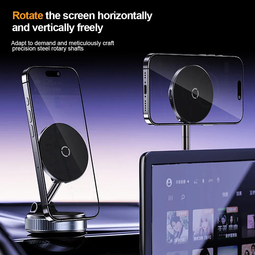 Phone Holder 15W Wireless Charging Foldable 360 Degree Rotating Suction Mount Stand