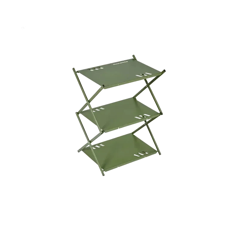 Folding 3-Tier Outdoor Storage Rack 45×35×65cm Portable Camping Shelf - Army Green