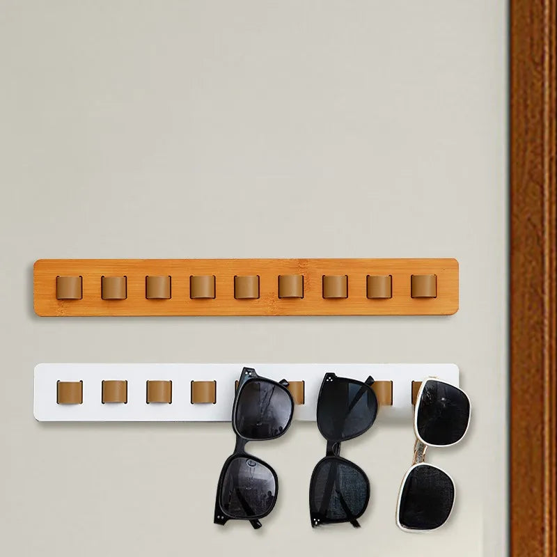 Wall Mounted Wooden Eyeglass Storage Rack Sunglasses Display Organiser Holder – White