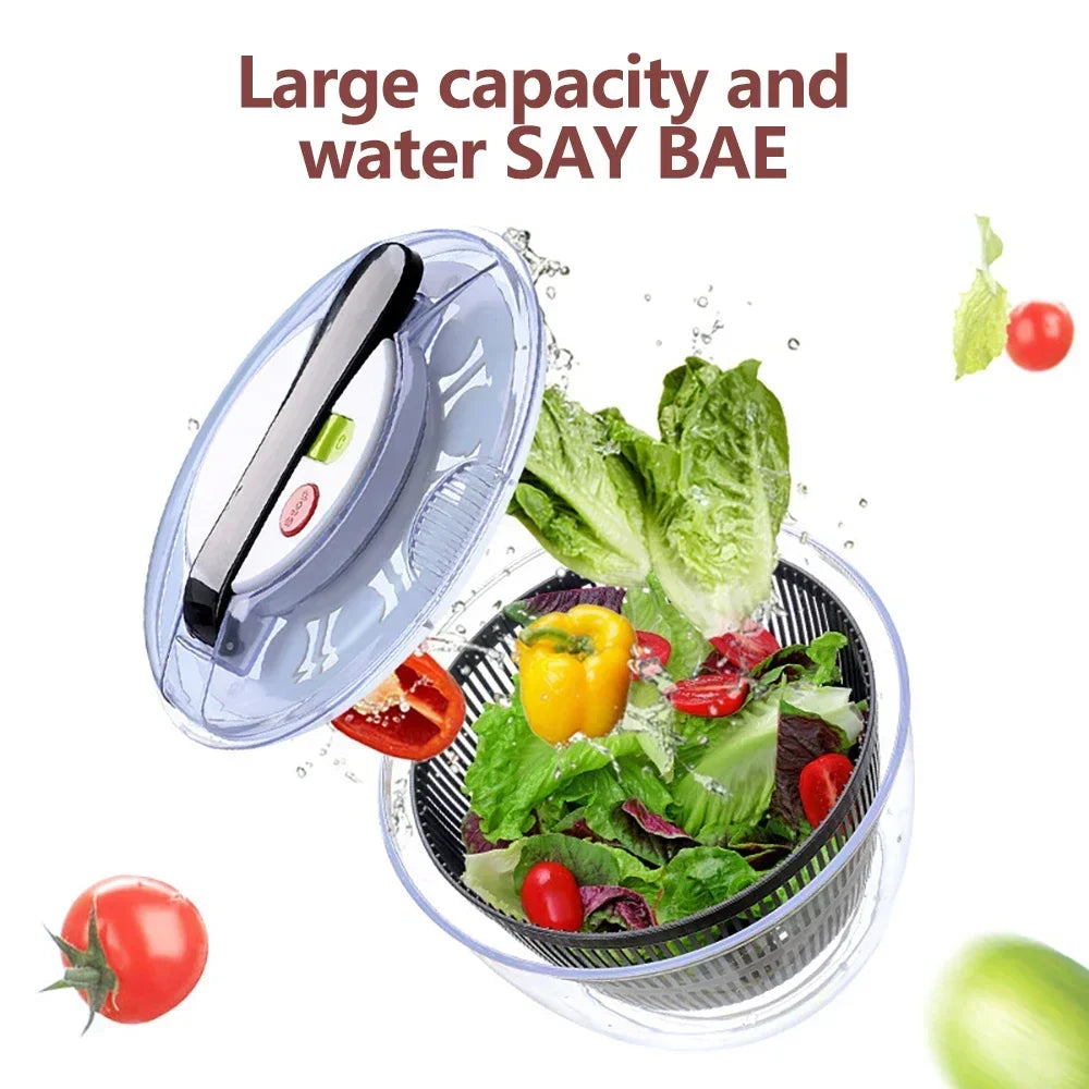 Salad Spinner 24cm Vegetable Washer Dryer Manual Lettuce Spinner Bowl - Black