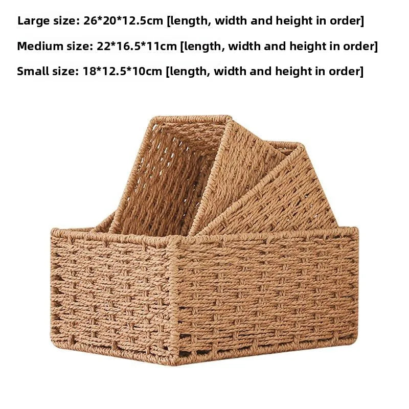 3 Piece Wicker Storage Basket Set Nesting Shelf Organizers for Bathroom Kitchen Closet Home Storage – Beige