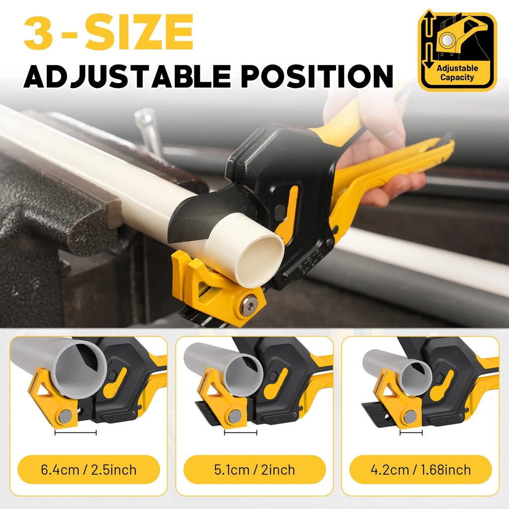 Heavy-Duty PVC Pipe Cutter 3-Gear Adjustable Ratchet Tool Up to 2-1/2 Inch for PEX PVC PPR