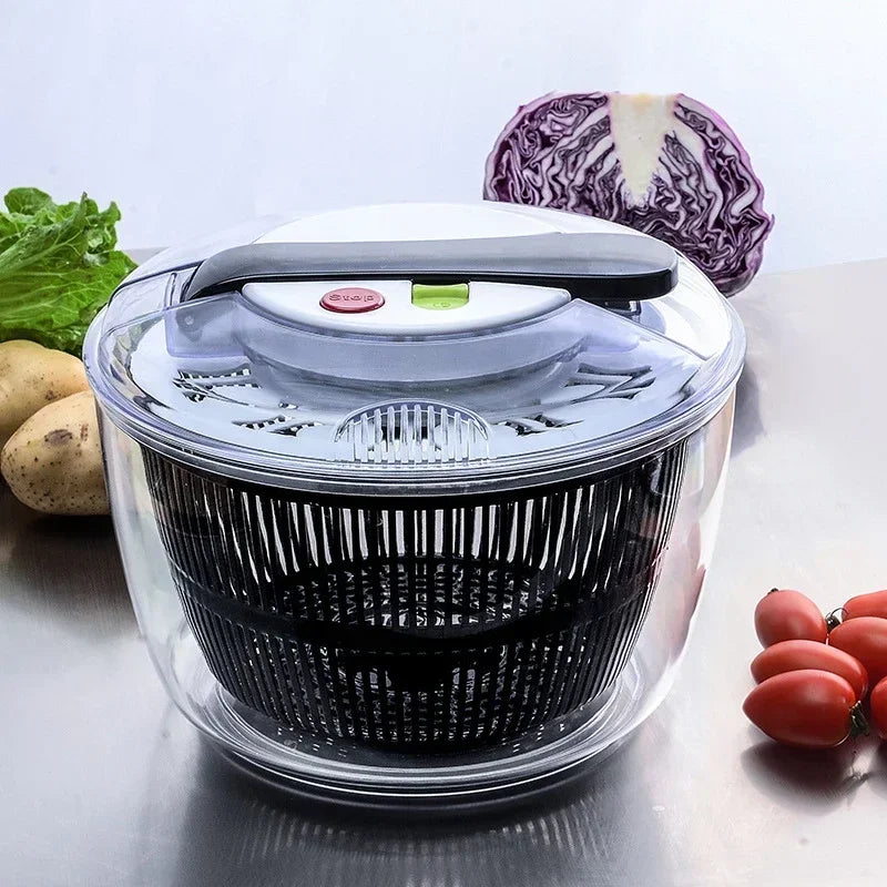 Salad Spinner 24cm Vegetable Washer Dryer Manual Lettuce Spinner Bowl - Black