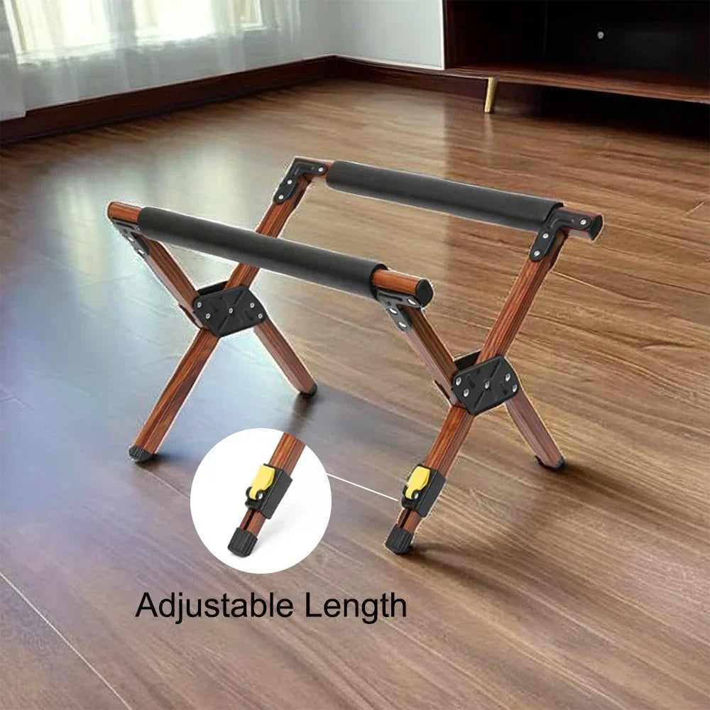 Folding Camping Cooler Rack Adjustable Wooden Stand - Brown