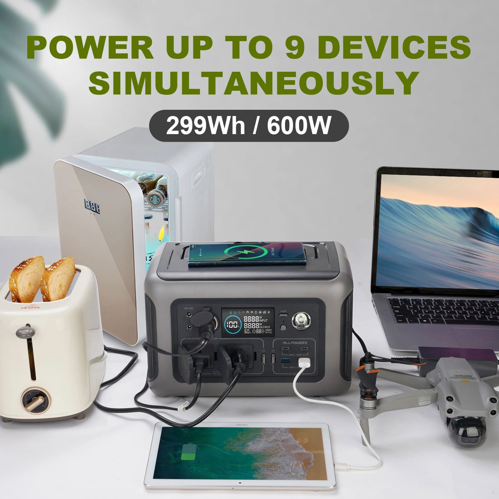 Portable Power Station 1152Wh LiFePO4 Solar Generator 1800W Pure Sine Wave UPS Backup Battery