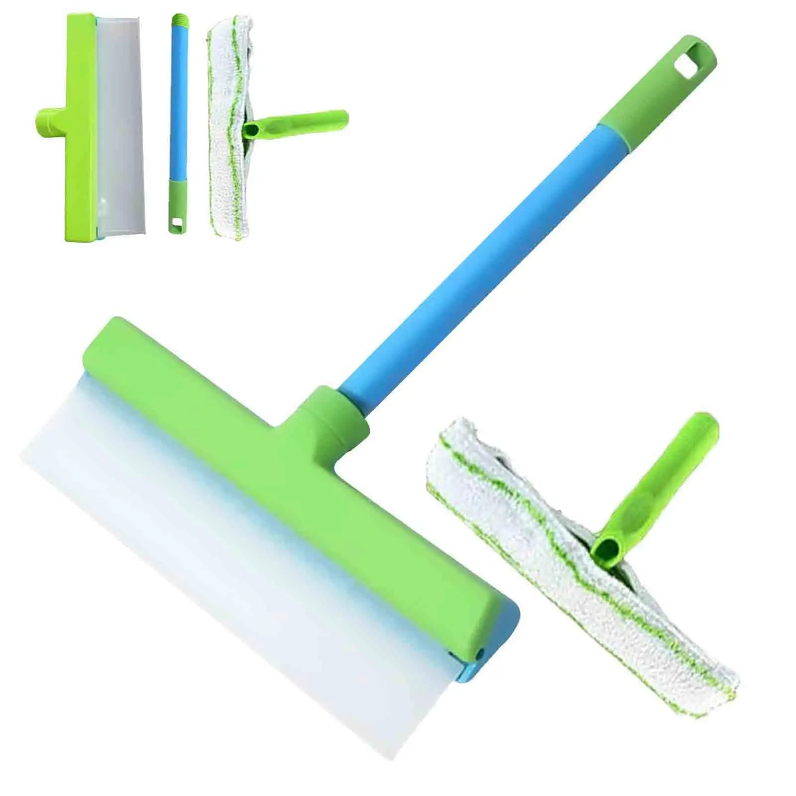 Car Wash Brush 12 Inch Microfiber Mop 2 In 1 Cleaning Tool for Glass Paint Home Green and White