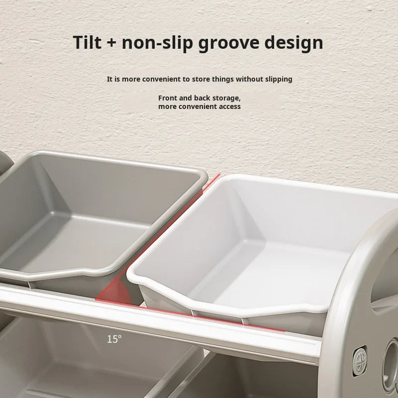 3-Tier Large Capacity Storage Cabinet Floor Standing Plastic Organiser - Grey