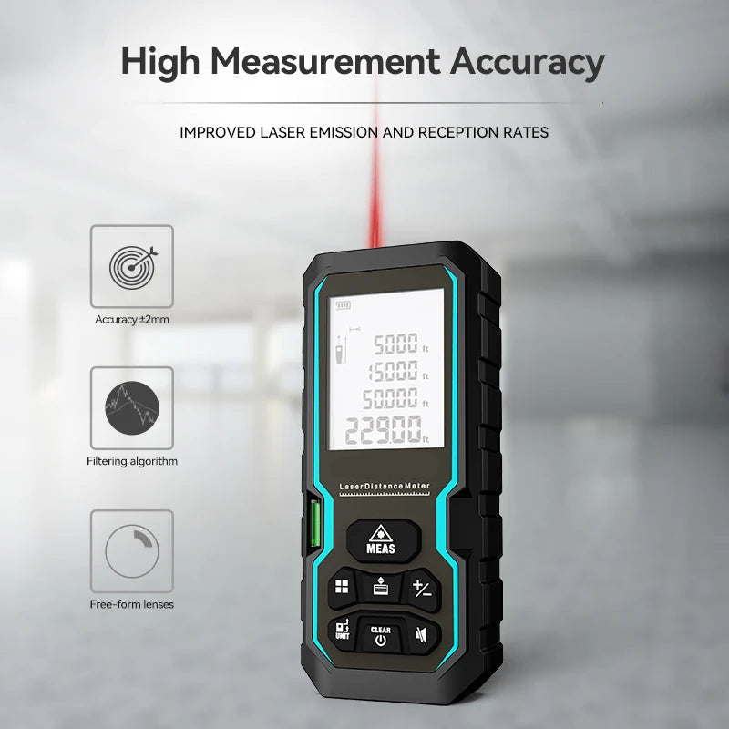 Laser Distance Measure 120m with IP54 Protection and ±2mm Accuracy