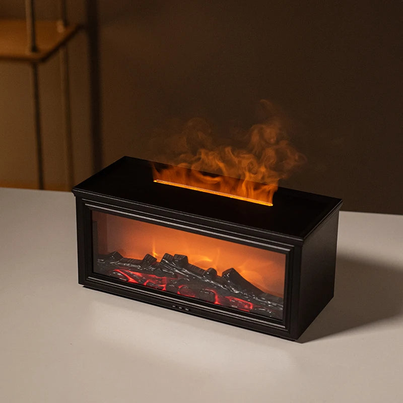 Flame Aroma Diffuser 7 Colour LED Essential Oil Humidifier Fireplace Mist Machine – Black