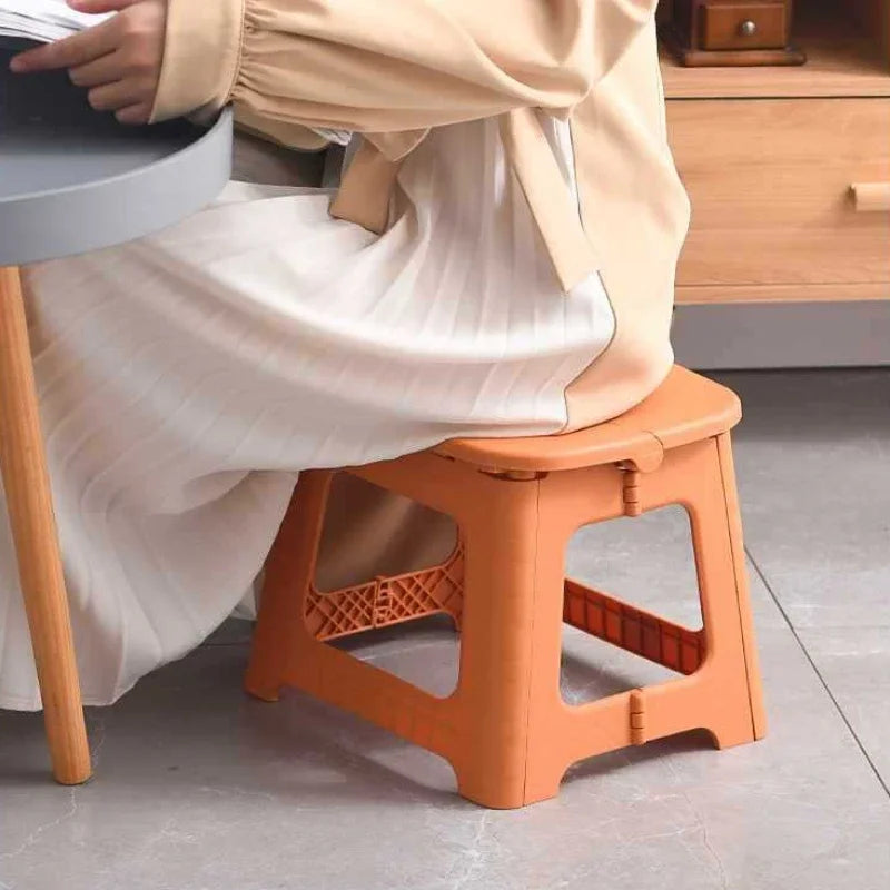 Foldable Plastic Stool Portable Lightweight Bathroom Camping Seat - Blue