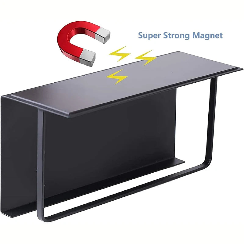 Magnetic Refrigerator Spice Rack Single Tier Metal Storage Shelf Kitchen Organizer – Black