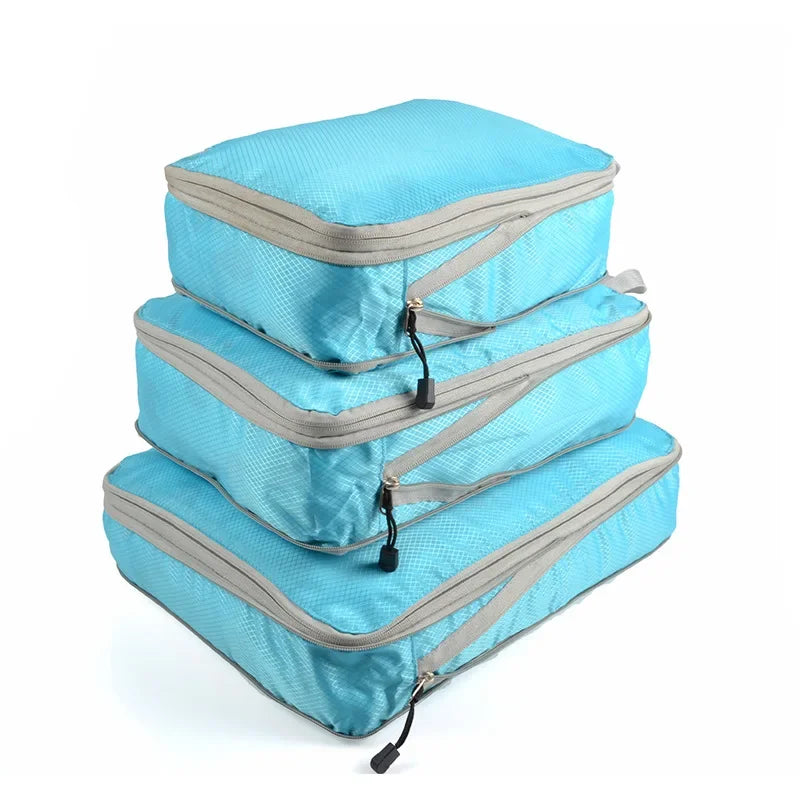 3PCS Set Travel Luggage Organizer Compression Packing Cubes for Carry on Luggage Large Capacity Suitcase Waterproof Storage Bags