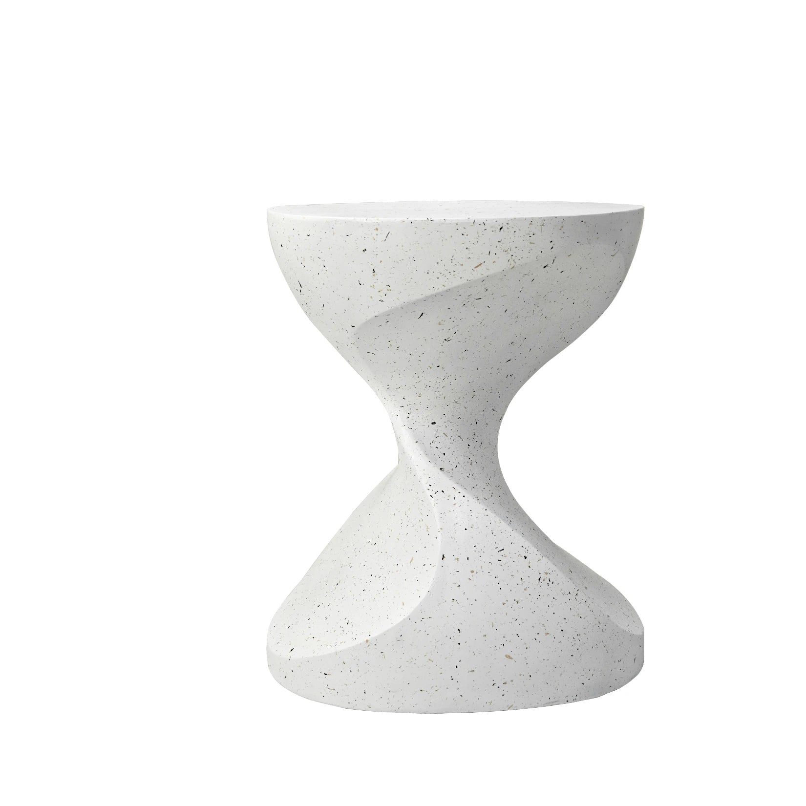 Side Table Concrete 37.5cm Hourglass Shaped Round Accent End Unit – White