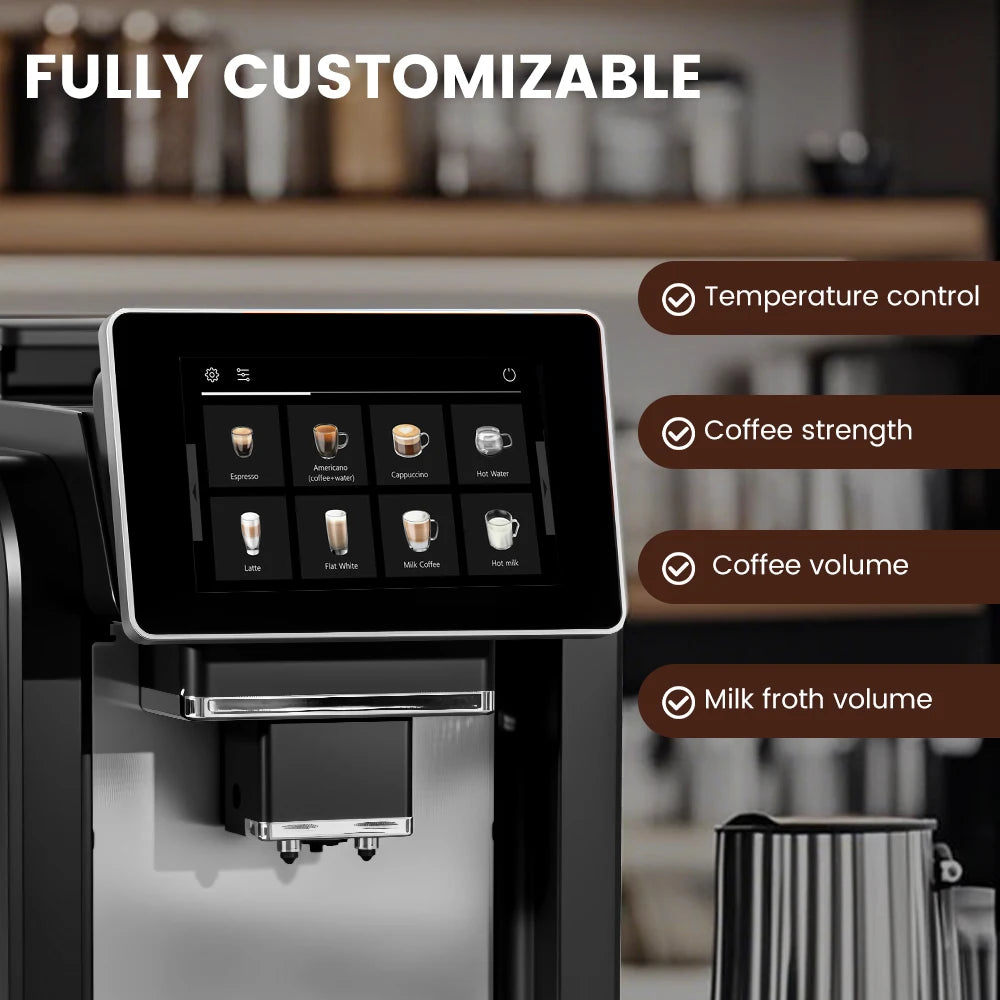 Automatic Espresso Coffee Machine 21 Beverage Touch Screen Grinder Milk Frother AU Plug – Black