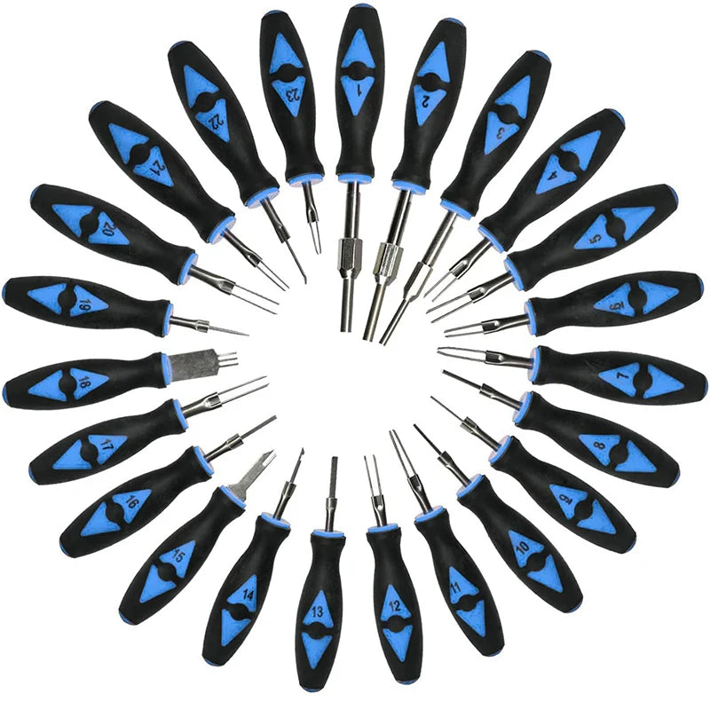 Universal Automotive Terminal Removal Tool Set – 23-Piece Car Wire Harness Connector Pin Extractor – Blue