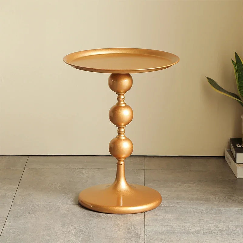 Round Metal Side Table 40cm Modern Pedestal Coffee Accent Table Balcony – Black