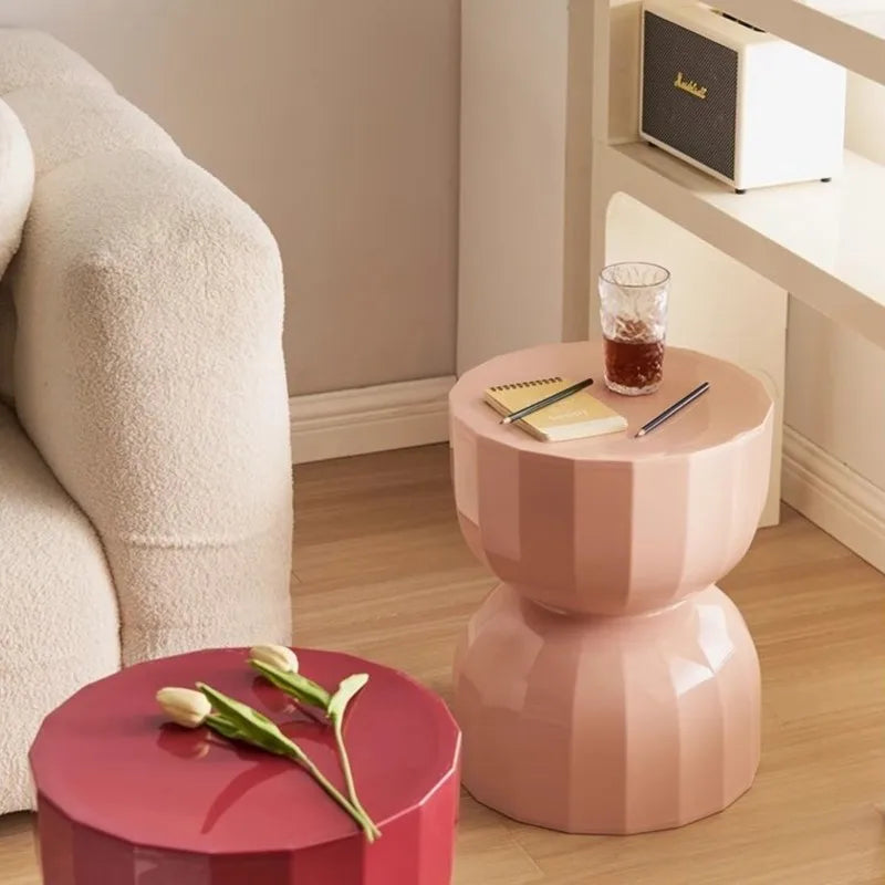 Side Table 45cm Hourglass Shape Stool Accent Coffee Table – Green