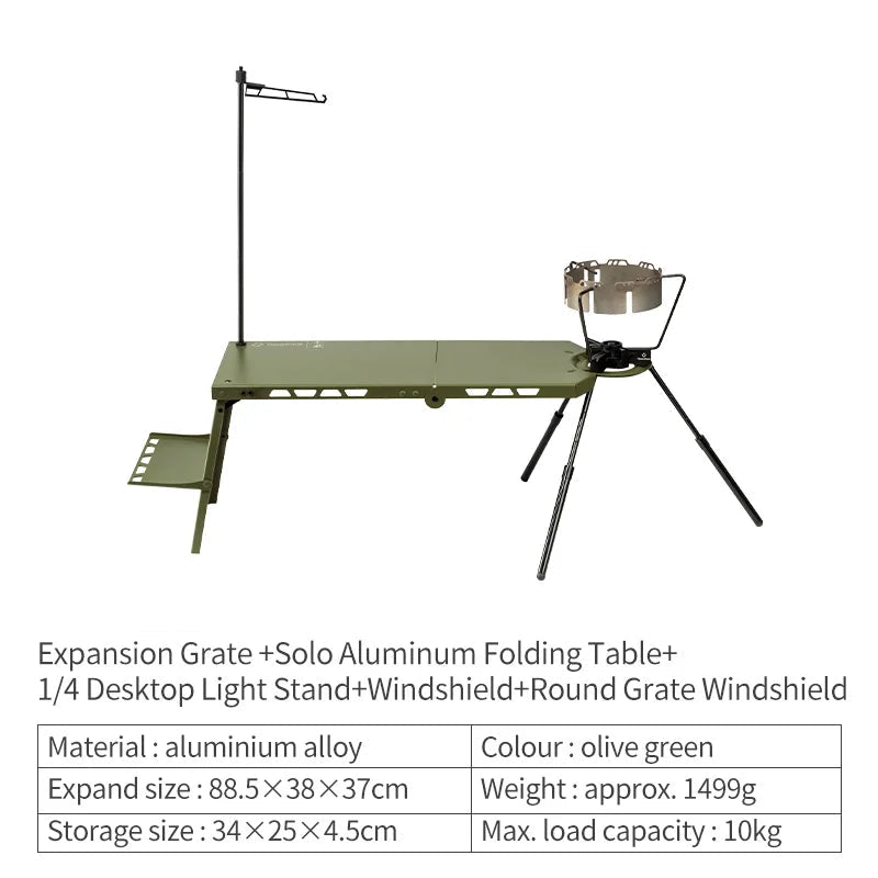Camping Folding Table Aluminum Alloy Lightweight Portable Outdoor Table - Green