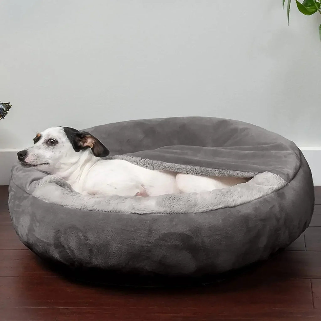 Pet Bed Semi Enclosed Corduroy Washable Pet Nest Cushion - Large
