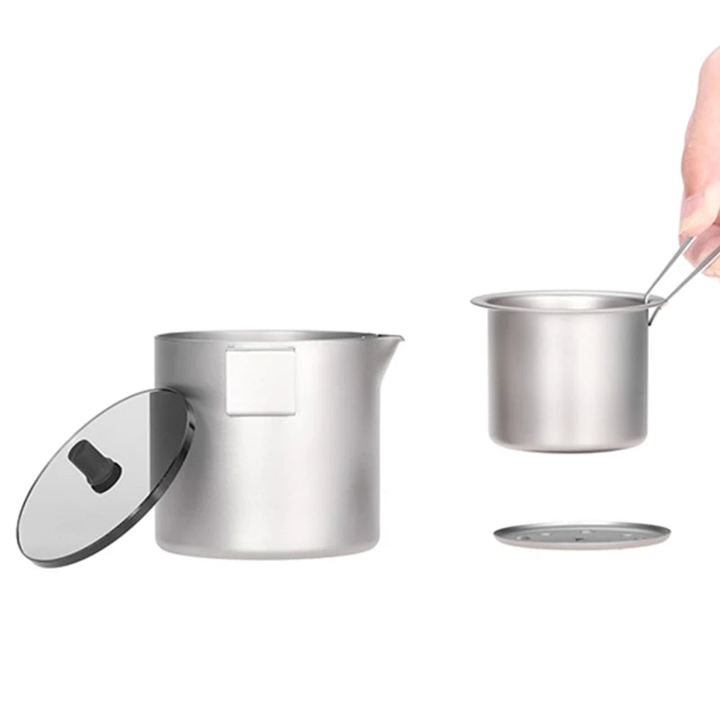Titanium Tea Cup Set 350ml Portable Outdoor Tea Drinkware - Silver