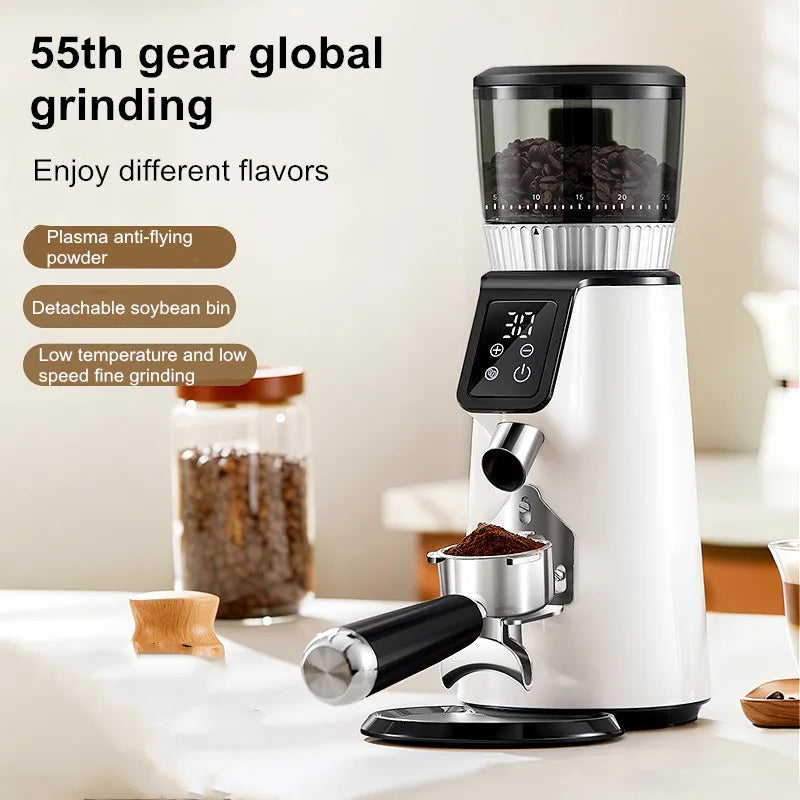 Electric Coffee Grinder Adjustable Burr Espresso Grinder - White