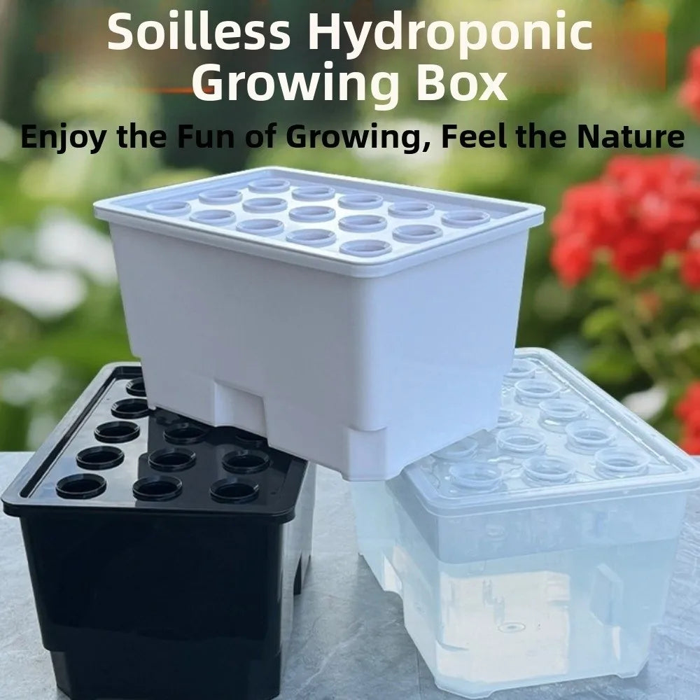 15 Hole Hydroponic Growing System Kit Split Design Indoor Germination Box with Planting Baskets – Black