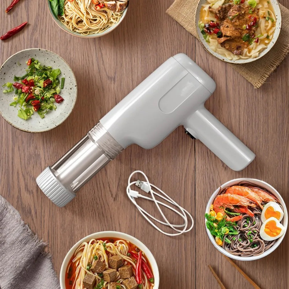 Electric Noodle Machine Handheld Cordless Pasta Maker 6 Moulds Dough Pressing Tool – Blue