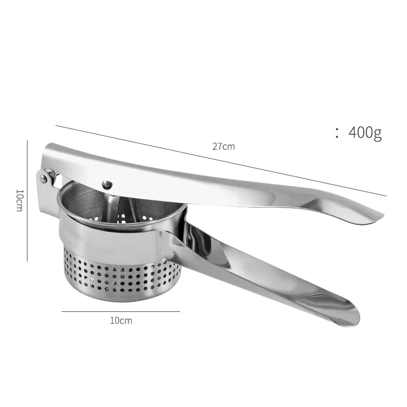 Stainless Steel Potato Ricer Manual Masher with Ergonomic Handles – Silver