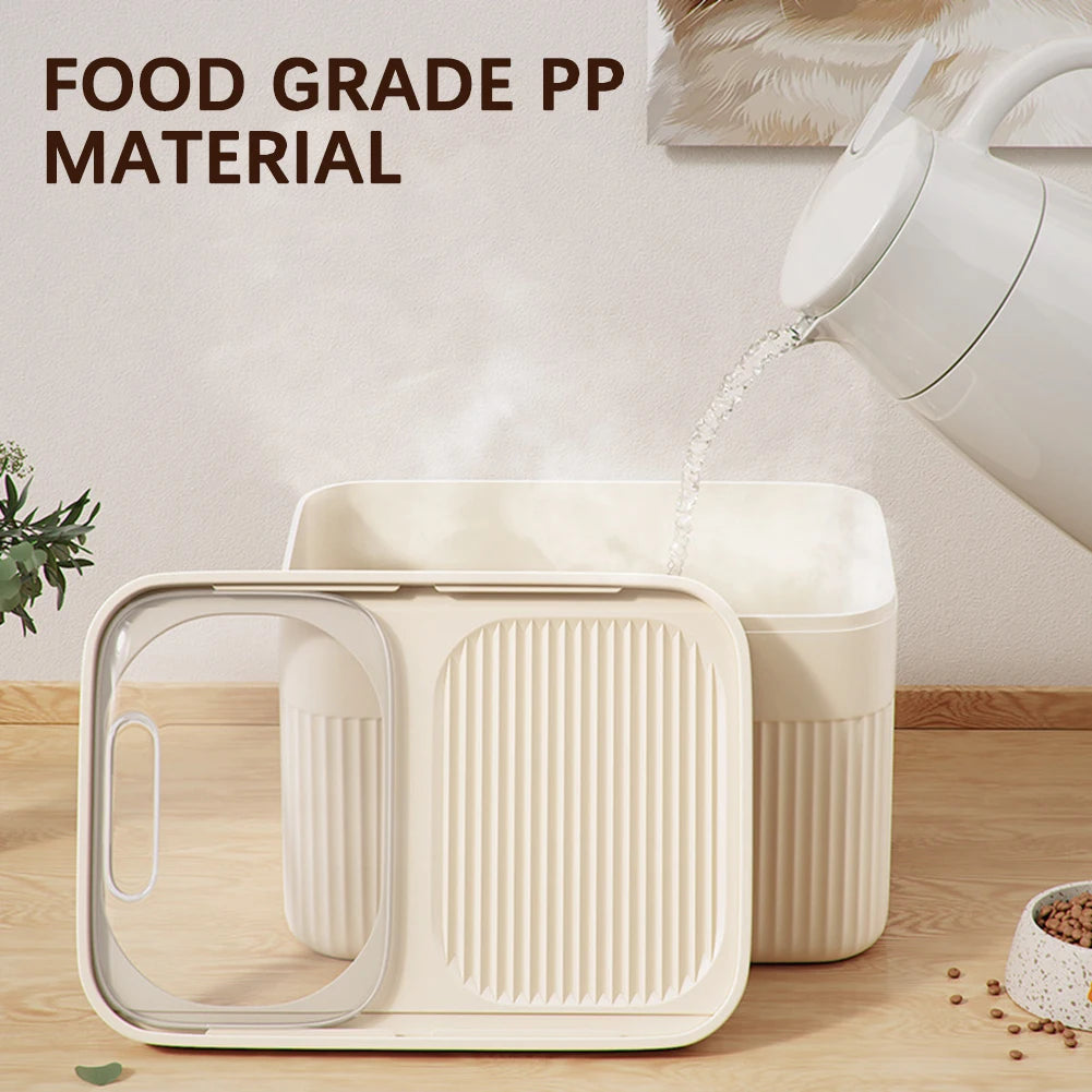 Pet Food Storage Container 15L Airtight Dry Food Bin Moisture Resistant Locking Lid – Cream