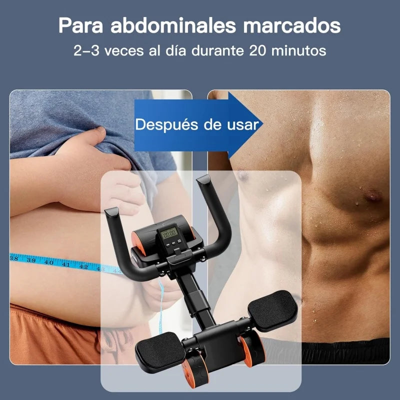 Adjustable Ab Roller Four Wheel Rebound Core Trainer Plank Support Fitness Equipment - Orange