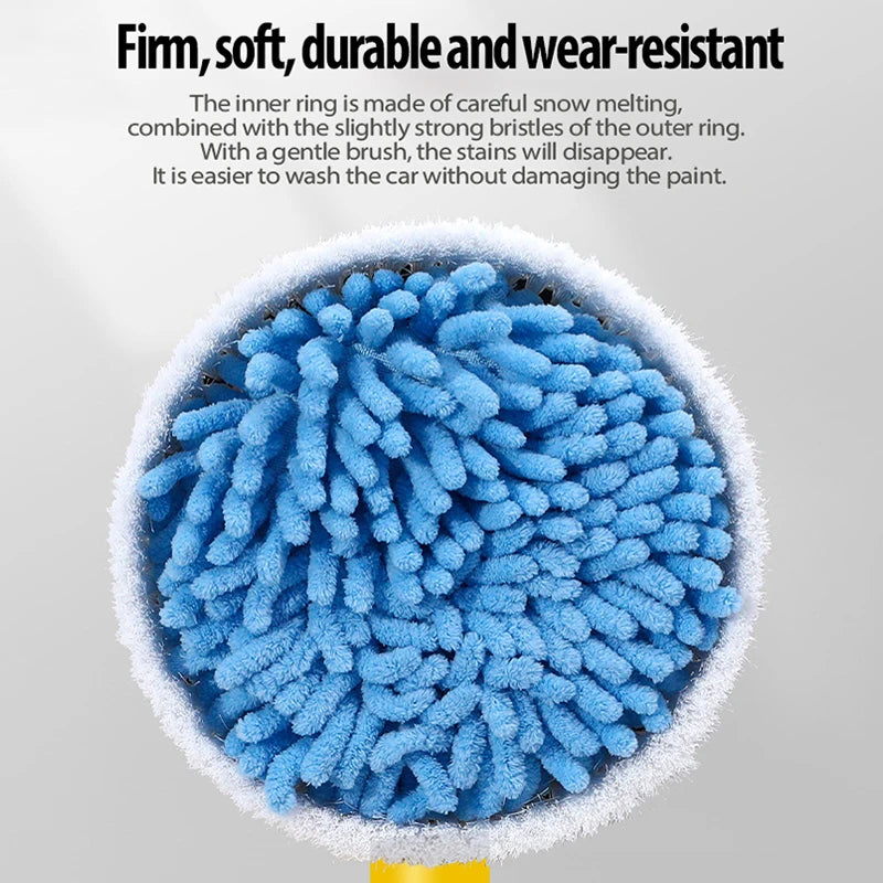 Car Wash Brush Mop 100cm Rotating Foam Cleaner with Water Flow Handle - Set