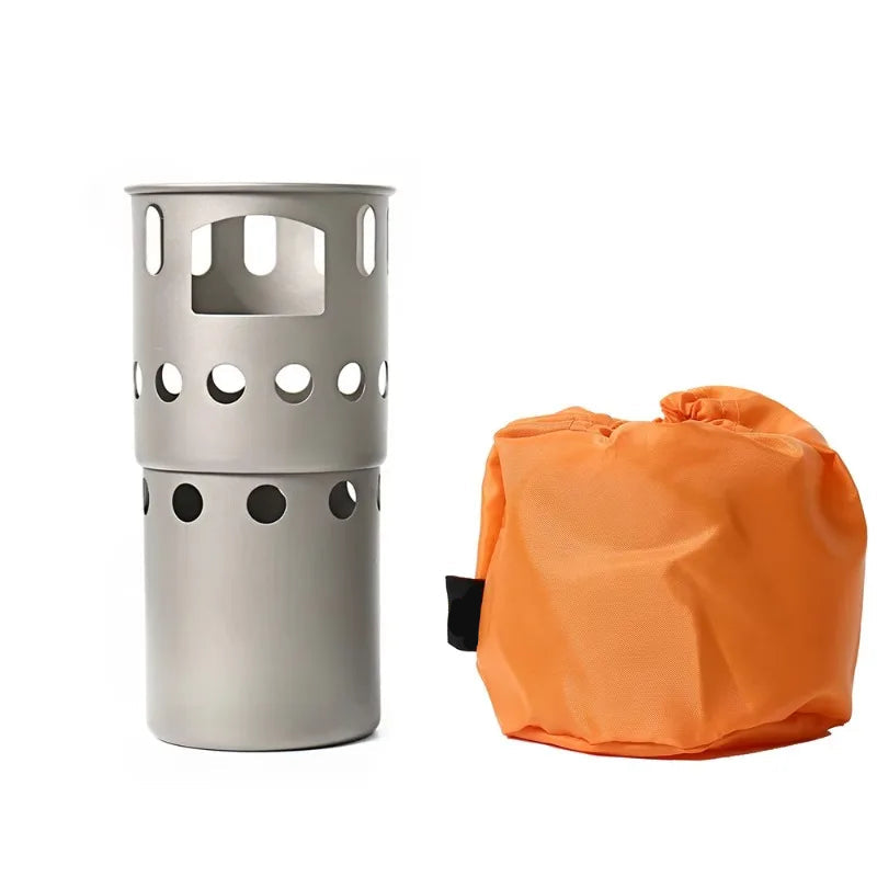 Titanium Wood Stove 151g Ultralight Backpacking Outdoor Cooking System – Silver