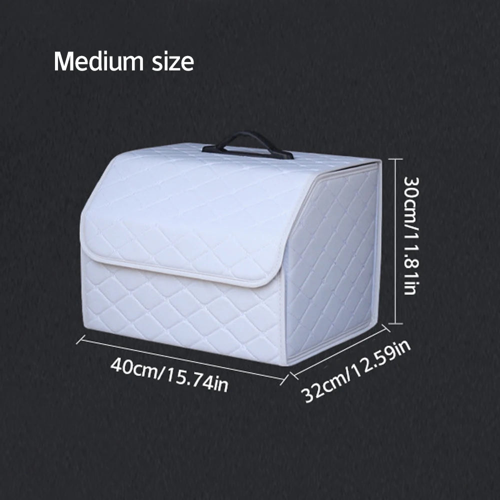 Car Trunk Organizer Box 40cm Foldable Waterproof PU Leather Storage Case Large Capacity