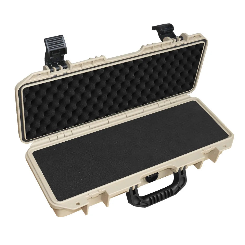 Portable Waterproof Long Tool Box PP Plastic Storage Case with Optional Foam Insert - 46 cm Khaki
