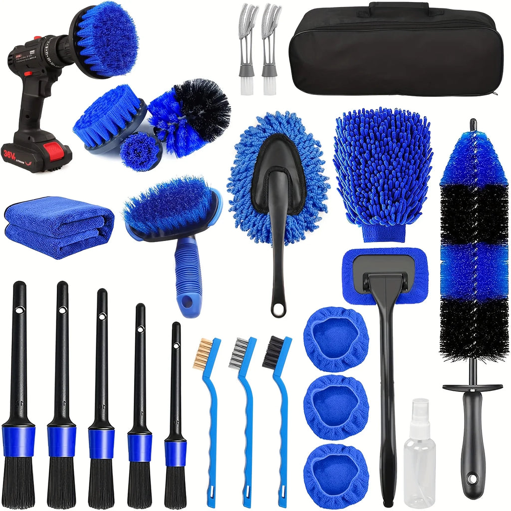 Car Detailing Kit 26 Piece Interior and Wheel Cleaning Brush Set with Wash Accessories