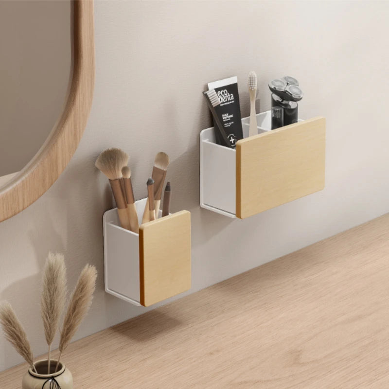 Small Wooden Desk Organiser Box for Remote Controls and Stationery - Black