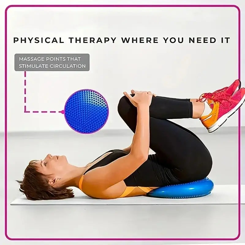 Balance Pad Inflatable PVC 34cm Wobble Cushion with Massage Surface and Pump for Core Training - Blue