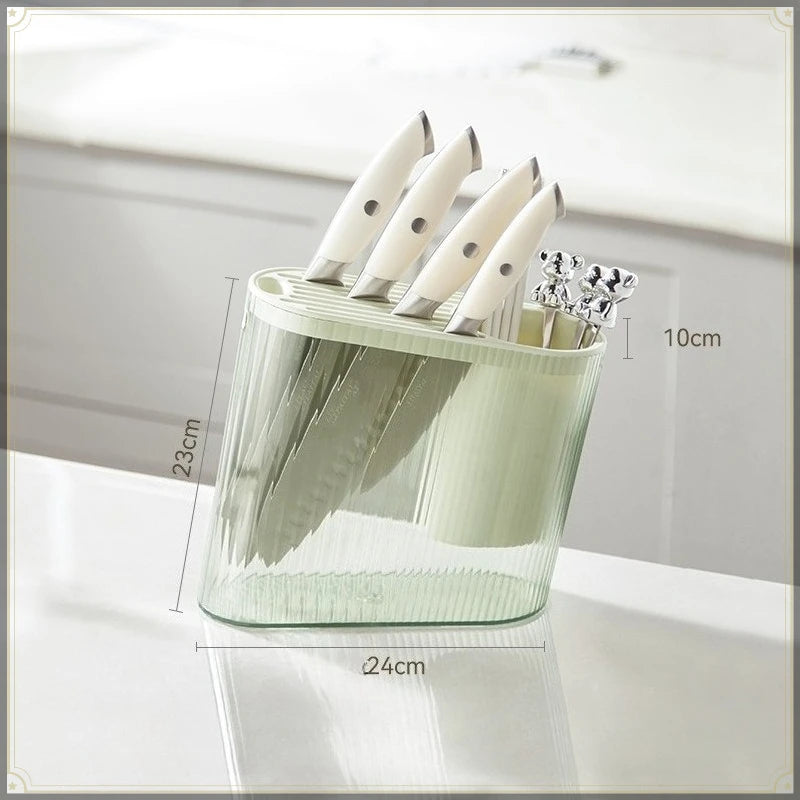 Knife Holder PP Countertop Storage Rack Detachable Kitchen Utensil Organiser - Green