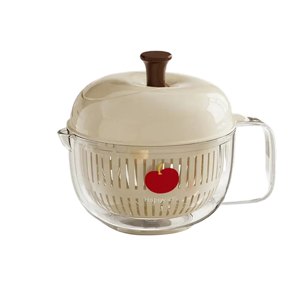 Fruit And Vegetable Washer 21cm Double Layer Hand Crank Salad Spinner - White