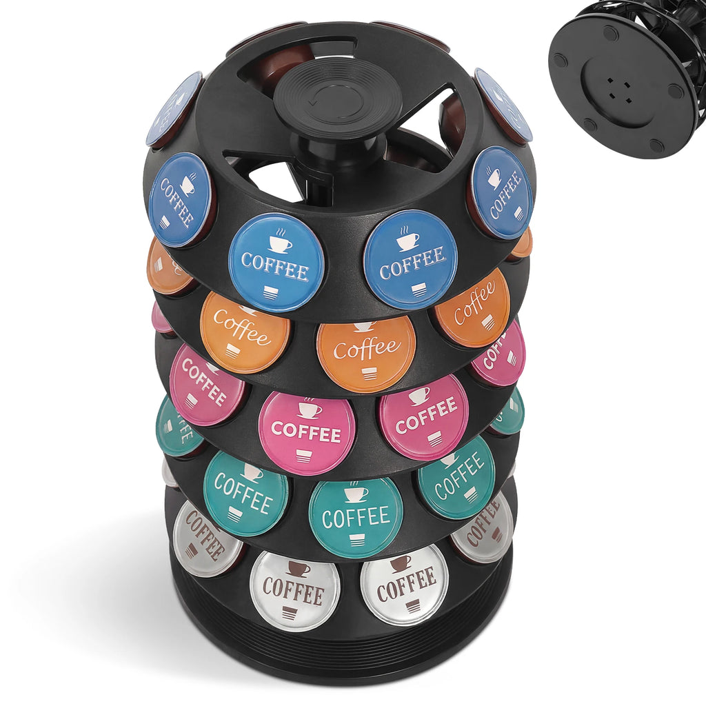 Coffee Pod Holder 40 Capsule 360° Rotating Storage Stand Space Saving – Black