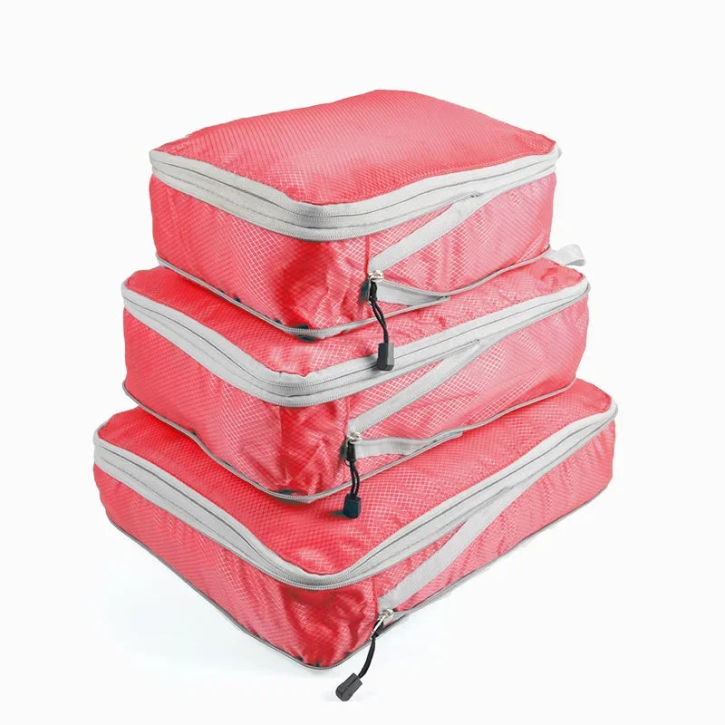3PCS Set Travel Luggage Organizer Compression Packing Cubes for Carry on Luggage Large Capacity Suitcase Waterproof Storage Bags
