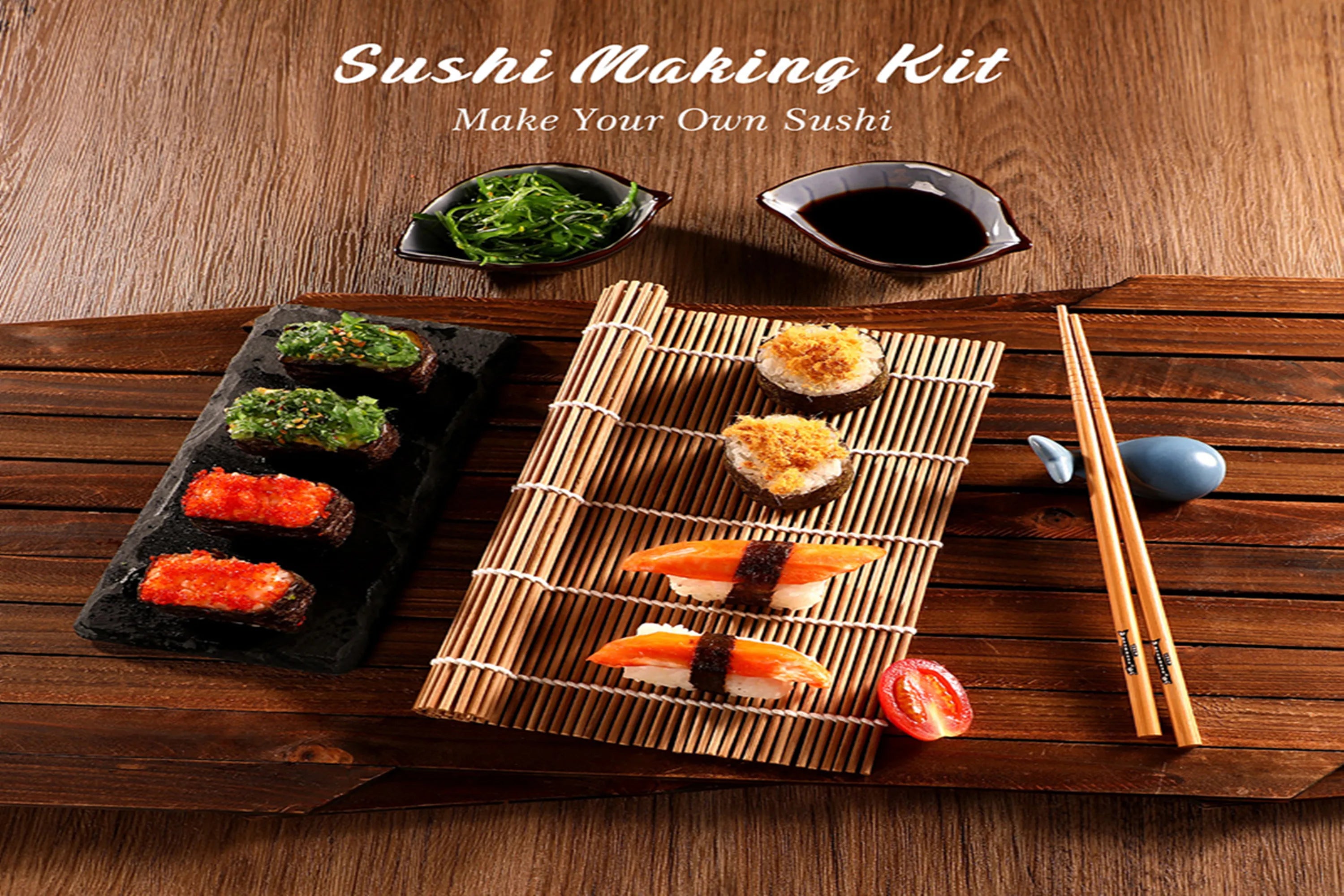 20-in-1 Sushi Making Kit with Bamboo Mats, Roller, Rice Mold and Complete Accessories