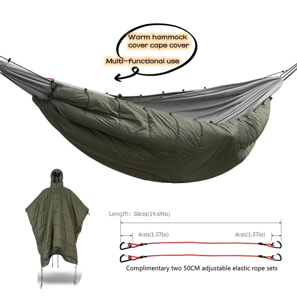 Camping Hammock Cover Multifunction Outdoor Warm Underquilt Poncho - Green