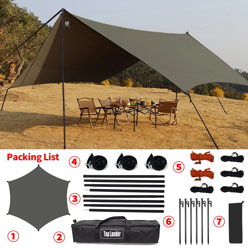 Canvas Double Camping Hammock with Curved Wooden Poles 220×150cm Outdoor Swing Bed - Green