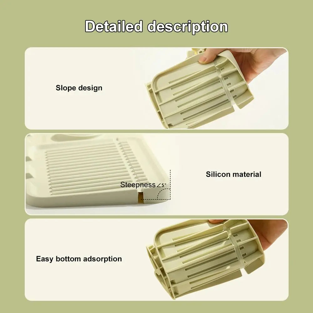 Silicone Sink Draining Mat Fast Drying Faucet Splash Guard Countertop Protector – Green