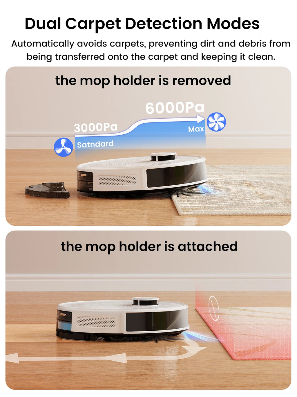 Robot Vacuum Cleaner and Mop 6000Pa Self-Emptying LiDAR Navigation Smart Floor Cleaner – Black